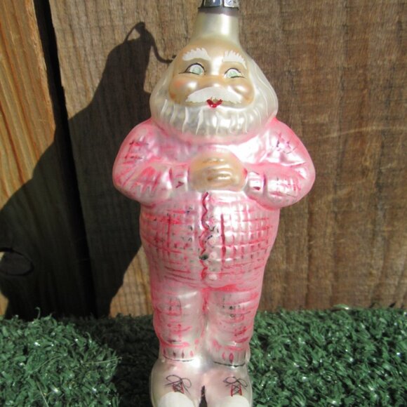 Christopher Radko Sleepy Time Santa Pink Pajamas Glass Christmas Ornament - Picture 2 of 6
